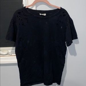 Distressed black T-shirt
